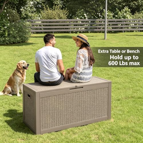 110 Gal Outdoor Storage Box Waterproof Lockable (110 Gallon / Medium Gray)