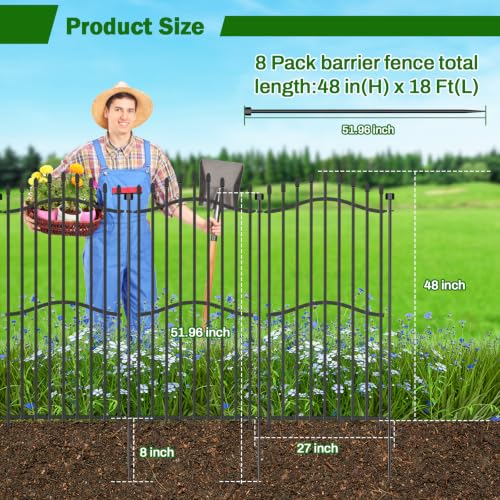 No Dig Garden Fence 48" H x 18'L with Gate Decorative Yard Dog Panels (48 in(H) X 18 ft(L))