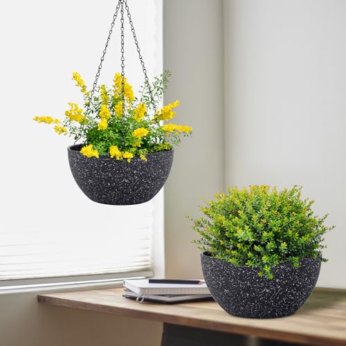 12 inch Large Hanging Planters for Indoor Outdoor Plants (2 Count)
