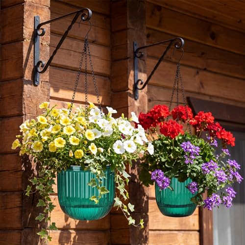 2 Pcs 6.5'' 4.5'' Hanging Self Watering Pot for Indoor Plant (Emerald / 6.5'' 4.5'')