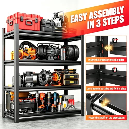 4 Tier Garage Shelving Adjustable Storage Shelves (4 Tier-39.3"W x 17.7"D x 54.3"H)
