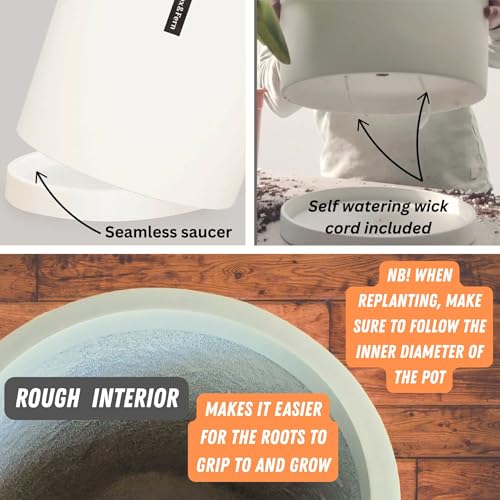 Large Planter for Indoor or Outdoor (Matte White With Saucer / 12 Inch)