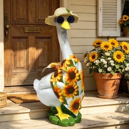 Porch Goose Statues Garden Decor (sunflower bandana goose)