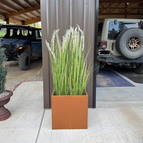 Corten Steel Planter Box Outdoor Planter Metal Square 20 Inch Large Steel Planter Box Rustic Cube Patina Tall Plant for Commercial Residential Plants Patio Yard Garden
