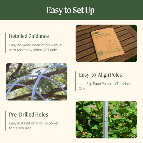 Modular Arched Trellis System 4.5' Long Trellis for 2.0' x 6.5' or 3.5' x 6.5' or 2.0' x 8.0' Garden Bed for Climbing Plants like Cucumber Beans Tomatoes & Vines