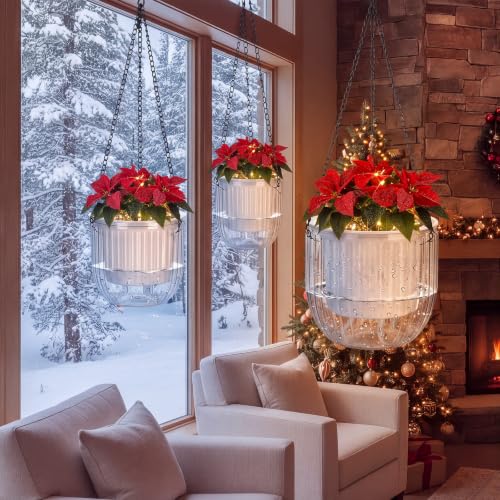 3 Pcs 8.3' 6.5'' 4.5'' Hanging Self Watering Pot for Indoor Plant (Clear / 6.9'' 6.5'' 4.5'')