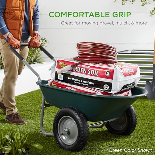 Dual Wheel Home Utility Yard Wheelbarrow Garden Cart w (Black)