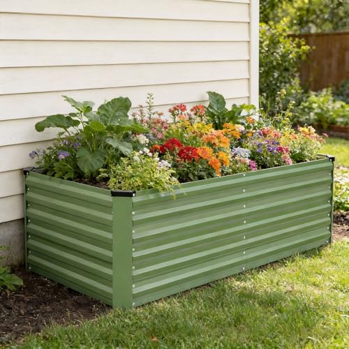 Galvanized Metal Raised Garden Bed 6×3×2FT (Olivegreen / 6×3×2ft)