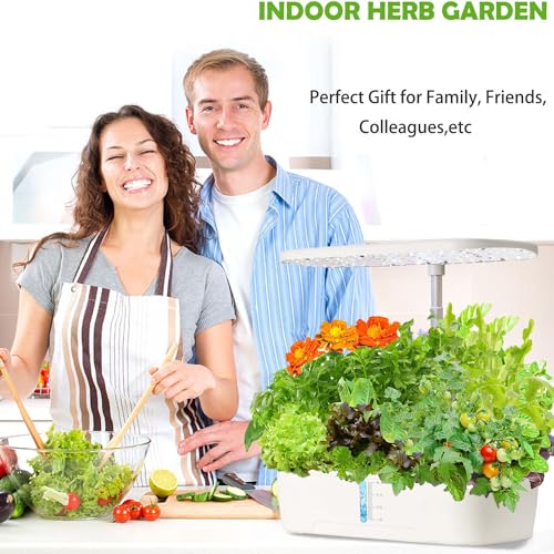 Hydroponics Growing System Kit 12 Pods Indoor Herb Garden with Grow Light (12 Pods / White)