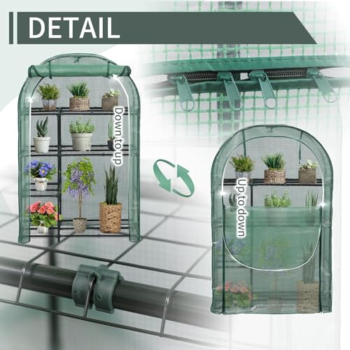 4 Tier Mini Greenhouse for Outdoors (Green / 63" x 40")