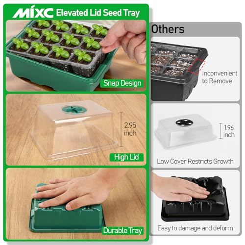 10 Pack Seed Starter Tray (Green / 12 Cell-10 Packs Elevated Cover)