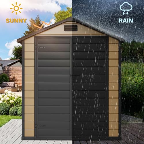 6x4 FT Outdoor Storage Shed with Reinforced Floor (Brown / 6 x 4 FT)