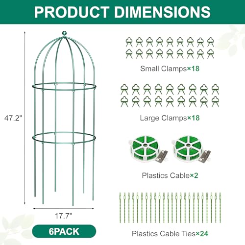 6 Pack Peony Cage (47.2"H x 17.7"W/6PC / Deep Green)