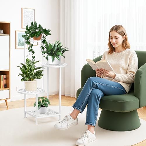 4 Tier Plant Stand Indoor Outdoor (White / 4 Tier)