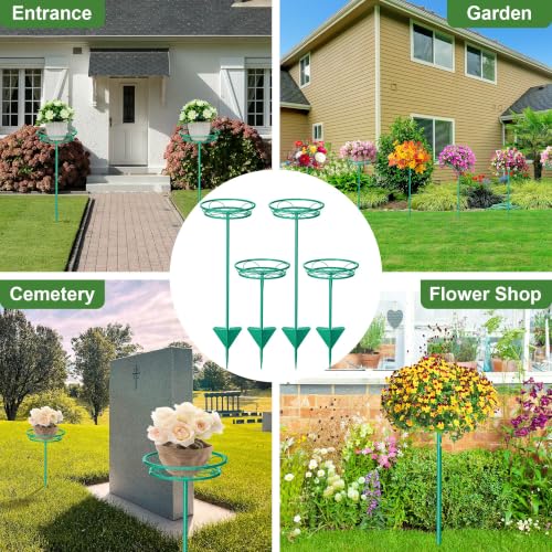 4 Pack Adjustable Outdoor Flower Pot Stand (Green)