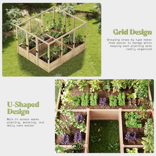 Raised Garden Bed with 19 Inch Deep Planter Box&Fence (7.5x9x6 FT)