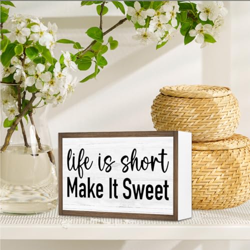 Life is Short Make it Sweet Wooden Box Sign Desk Decor (Life is Short Make it Sweet)