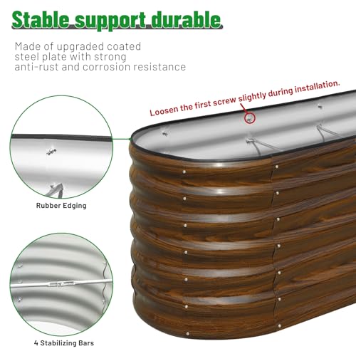 2 Pack Galvanized Steel Raised Garden Bed Kit (Brown / 6x2x2ft(2 Pack))