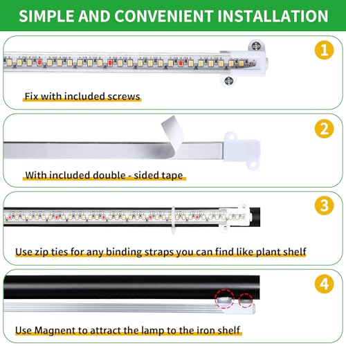 16‘’ LED Grow Light Strips for Indoor Plants (Red / White / 16Inch 2 Head 1 Pack)