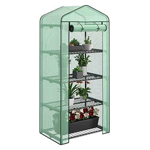 4 Tier Mini Greenhouse Indoor Outdoor with PE Cover and Roll