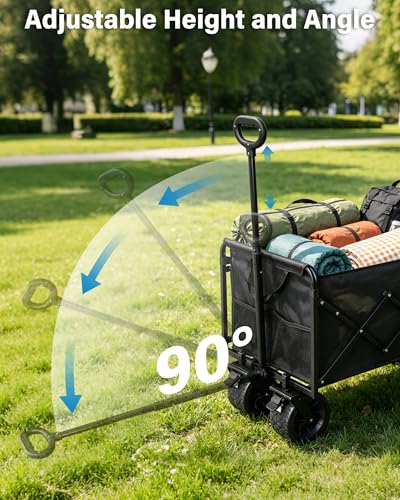 600LBS Beach Wagons Carts Foldable for Sand (Black_600lbs)