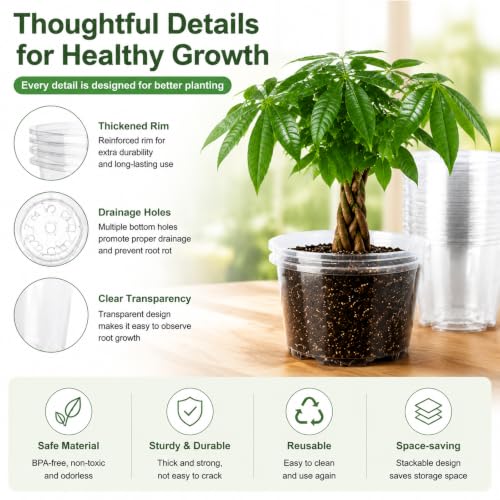 45 Pack Large Clear Nursery Pots 7 (Clear / 10/8/7 Inch)