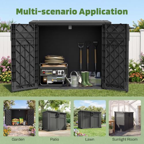 Large Outdoor Storage Cabinet 51 Cu Ft with Lockable (Black / 33.8"×55.1"×48.4")