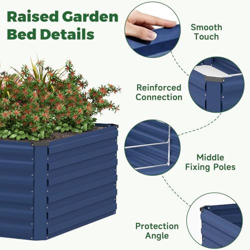6x3x2ft Outdoor Metal Raised Garden Bed (Blue / 6x3x2 FT-2PC)