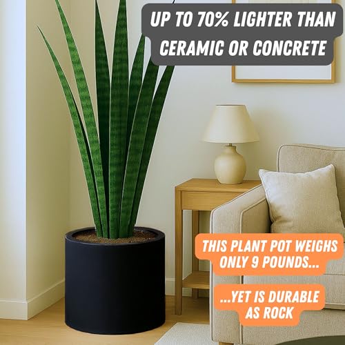 Large Planter for Indoor or Outdoor (Matte Black / 14.6 Inch)