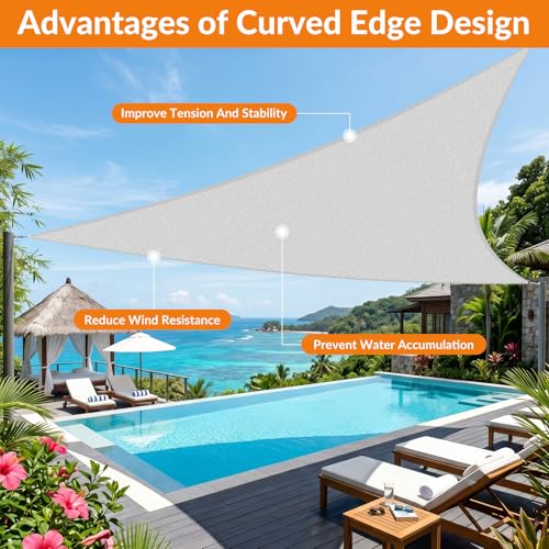 23'X30' Sun Shade Sail Gray Curved Square Customizable (Gray / 23'X30' custom)