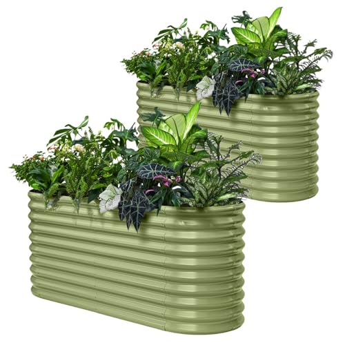 2 Pcs 6x2x2.5 ft Raised Garden Bed (Green / 6x2x2.5ft)