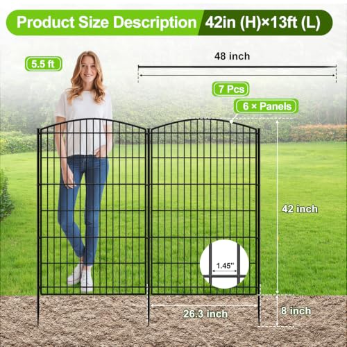 Decorative Garden Fence 6 Panels 13ft (6 Panels 13ft(L)-42"(H) - Without Gate)