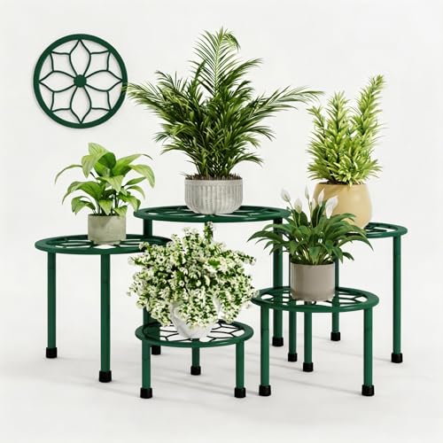 Metal Plant Stand Indoor Outdoor (Green)
