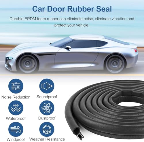 Automotive Door Weather Stripping 80Ft Car Door Rubber Edge Trim Seal Strip Gasket with Top Bulb Easy to Install for Car Bus Camper Boat RV Truck Doors and Home Applications (80Ft)