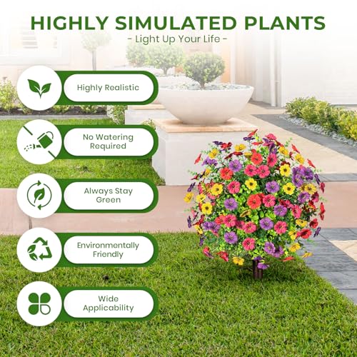 23.6" Artificial Boxwood Topiary Ball Trees with Flowers Set of 2 (Mix)