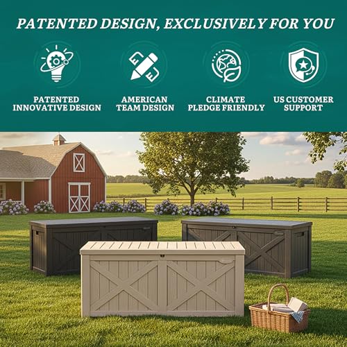 150 Gallon Large Deck Box with X (Deck Box w/X Front / 150 Gallon / Taupe)