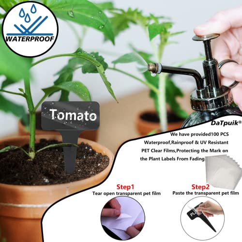 100 Pcs Waterproof Black Durable Plastic Plant Outdoor Garden Labels Nursery Markers T (100 Count)