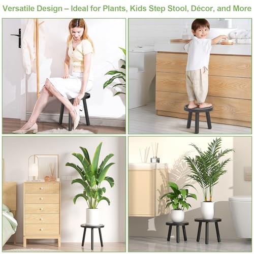 3 Pack Wood Plant Stands Indoor (Black / 3 Pack)