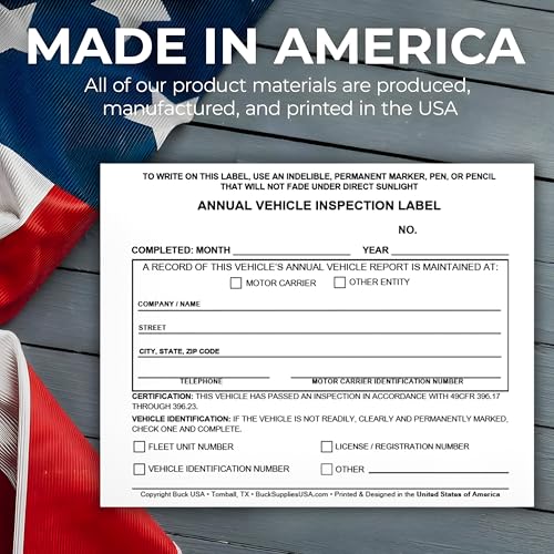 50 Pack Buck Annual Vehicle Inspection Label