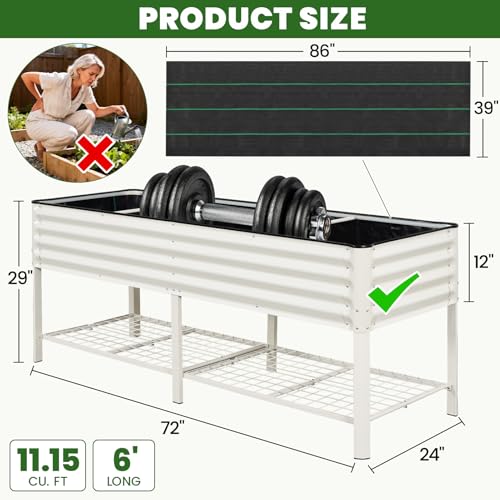 Elevated Raised Garden Bed Kit with Legs (2' x 6' / White with Legs & Storage Rack)