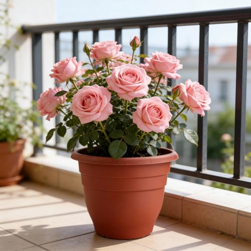 3 Pack 16 Inch Large Outdoor Plastic Plant Pots with Drainage Holes (Pottery Red / 16 inch)