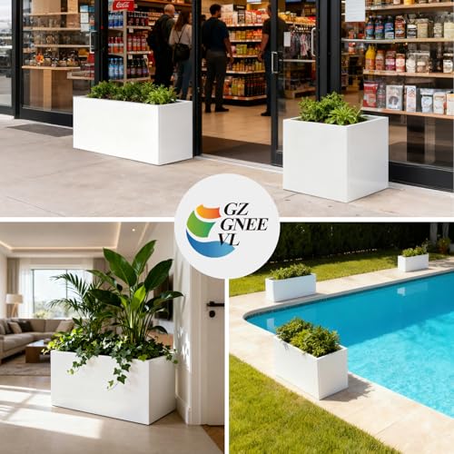 Metal Rectangular Planter 36" L x 12" W x 16" H (White / 36" L x 12" W x 16" H)