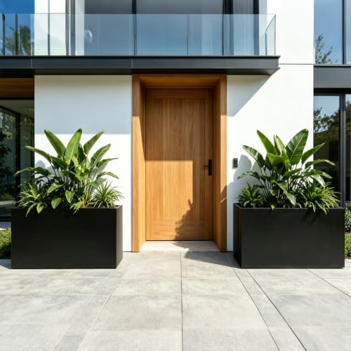 Tall Metal Planter 38" L x 12" W x 30" H (Black / 38”L x 12”W x 30”H)