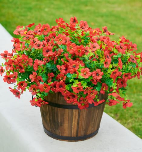 Artificial Flowers for Outdoor Indoor Garden Home Decoration (Red)