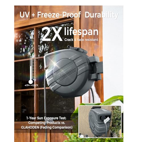 1 2 in x 65 ft Retractable Garden Hose Reel with Automatic Rewind (1/2" 65FT / Dark Gray)
