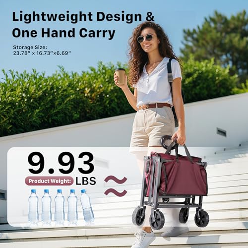 29.3" Collapsible Wagon Cart (Winered / 150L)