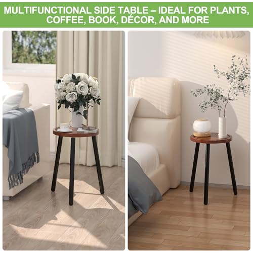 2 Pack Wood Plant Stands Indoor (Brown Tray with Black Legs / 2 Pack)