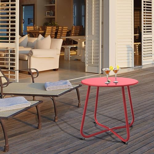 Dark Red Patio Side Table