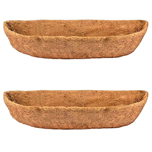 2pcs 48" Garden Coconut Planter Liners Preformed Window Box Liners Natural Trough Coco Liner Coir Mats (48 inch)