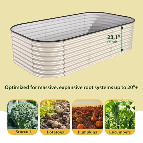 8x2x2ft Galvanized Raised Garden Bed (Ivory White / 8x2x2FT)